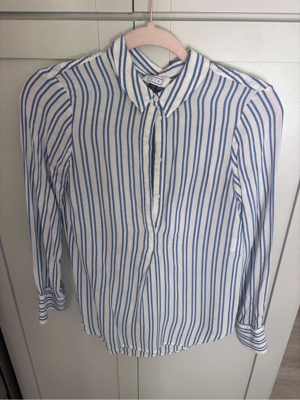 AYR Blue and White Striped Button-Front Shirt